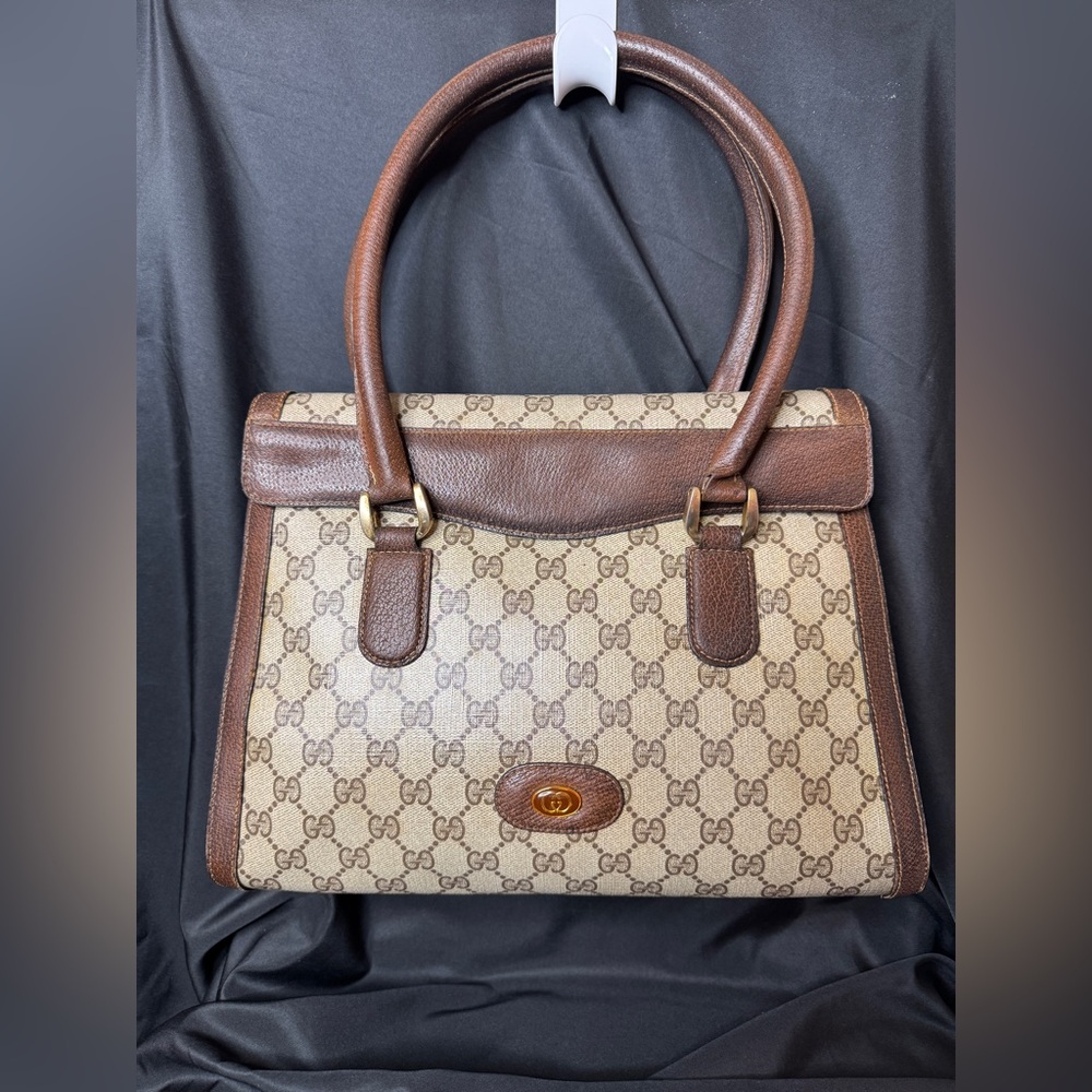 Gucci Vintage GG Supreme Brown and Cream Monogram Handbag
